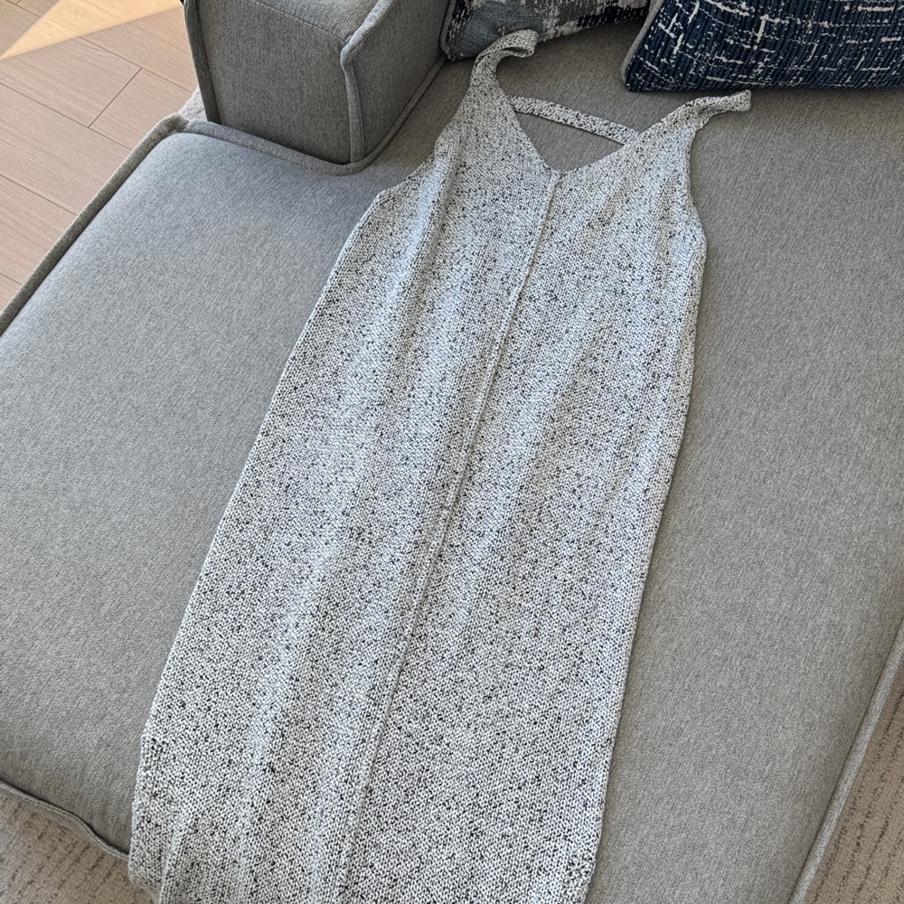 Lush Black and White Textured Midi Dress